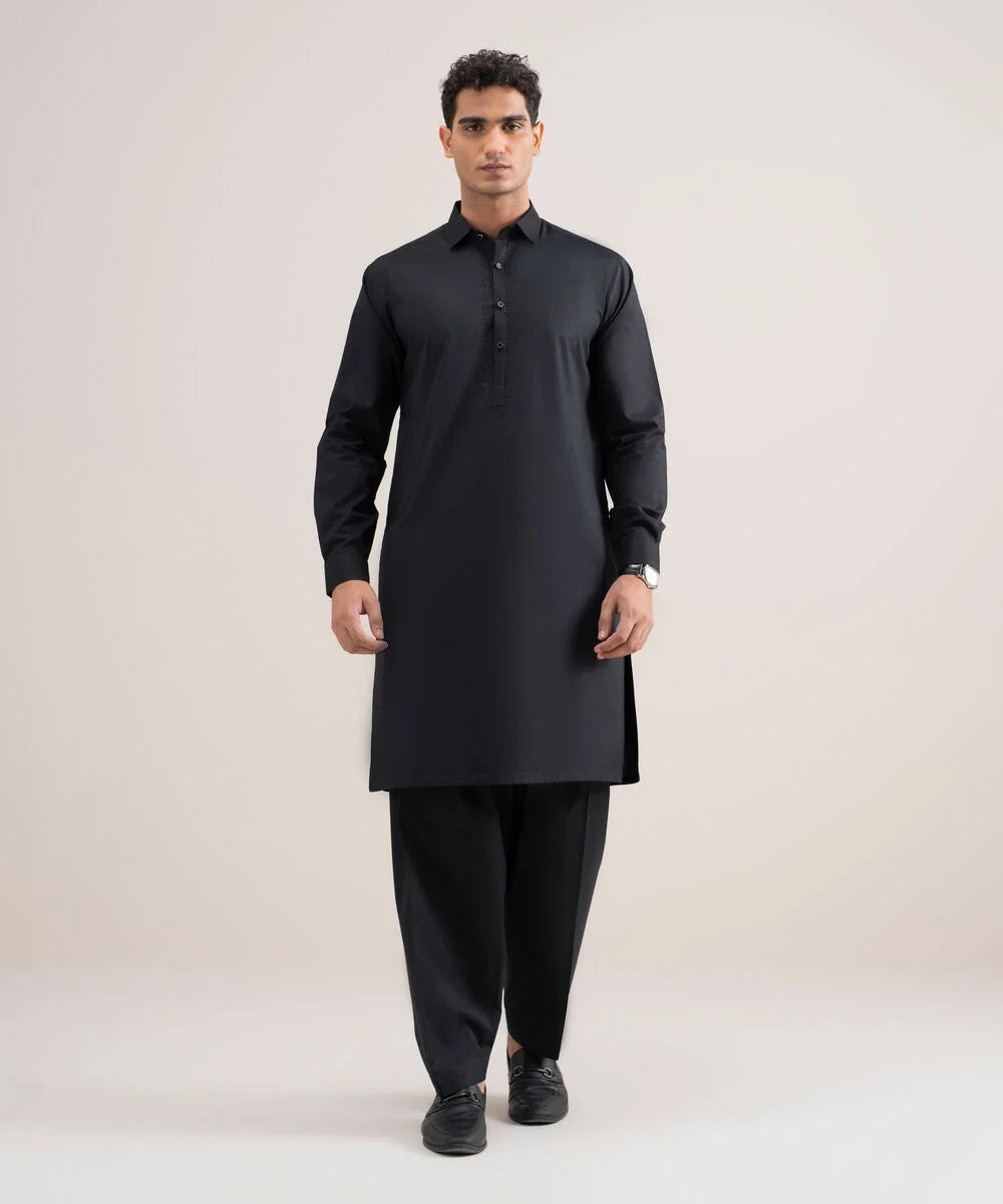 Embroidered Cotton Dobby Suit