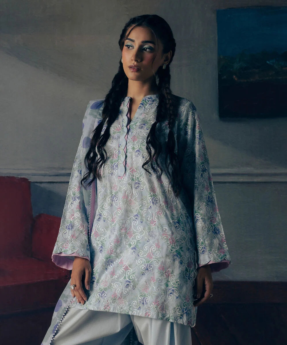 3 Piece - Embroidered Dobby Suit