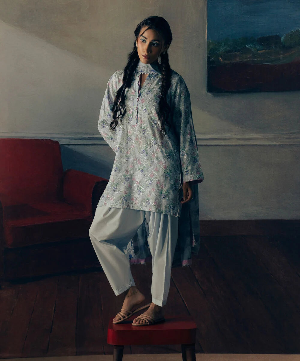 3 Piece - Embroidered Dobby Suit